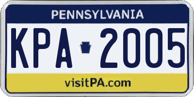PA license plate KPA2005
