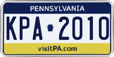 PA license plate KPA2010