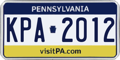 PA license plate KPA2012