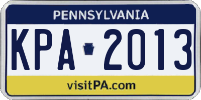 PA license plate KPA2013