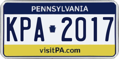 PA license plate KPA2017