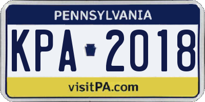 PA license plate KPA2018