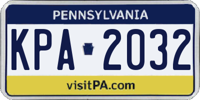 PA license plate KPA2032