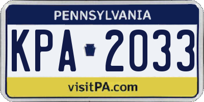 PA license plate KPA2033
