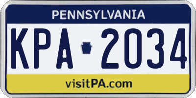 PA license plate KPA2034