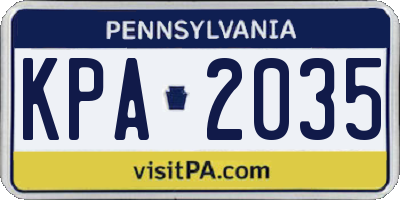 PA license plate KPA2035