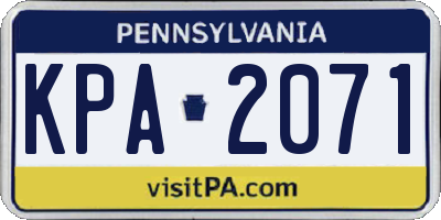 PA license plate KPA2071