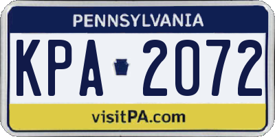 PA license plate KPA2072