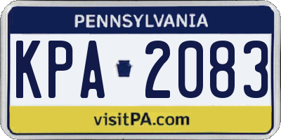 PA license plate KPA2083