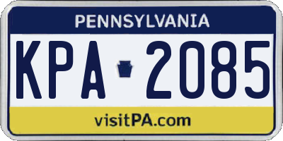 PA license plate KPA2085