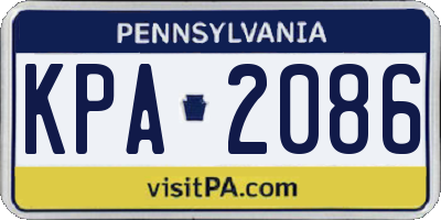 PA license plate KPA2086