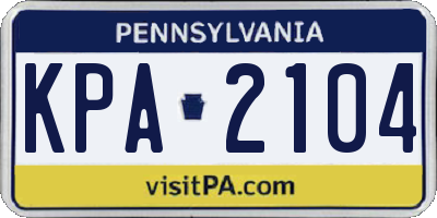 PA license plate KPA2104