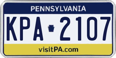 PA license plate KPA2107