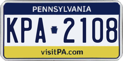 PA license plate KPA2108