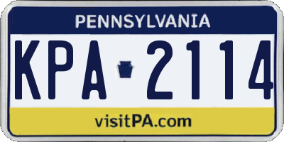 PA license plate KPA2114
