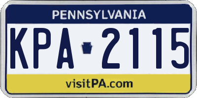 PA license plate KPA2115
