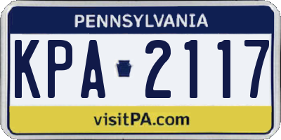 PA license plate KPA2117