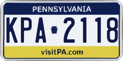 PA license plate KPA2118