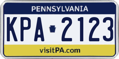 PA license plate KPA2123