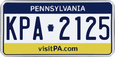 PA license plate KPA2125