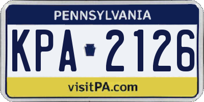 PA license plate KPA2126