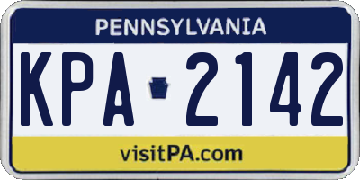 PA license plate KPA2142