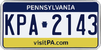 PA license plate KPA2143