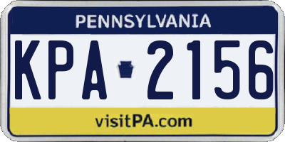 PA license plate KPA2156