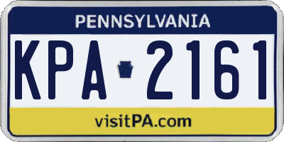 PA license plate KPA2161