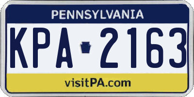 PA license plate KPA2163