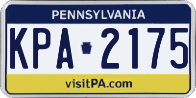 PA license plate KPA2175