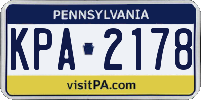 PA license plate KPA2178