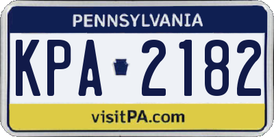 PA license plate KPA2182