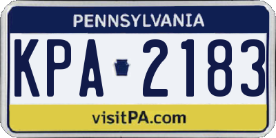 PA license plate KPA2183