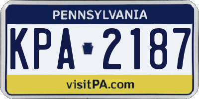 PA license plate KPA2187