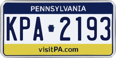 PA license plate KPA2193