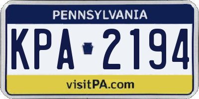 PA license plate KPA2194