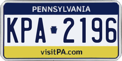 PA license plate KPA2196