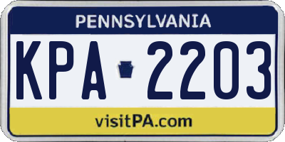 PA license plate KPA2203