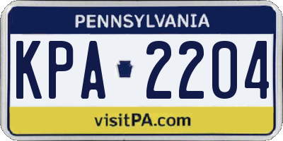 PA license plate KPA2204
