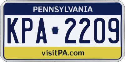 PA license plate KPA2209