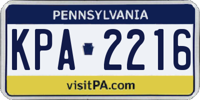 PA license plate KPA2216