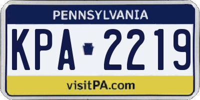 PA license plate KPA2219