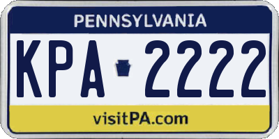 PA license plate KPA2222