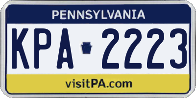 PA license plate KPA2223