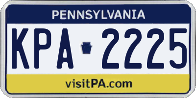 PA license plate KPA2225