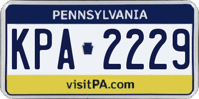 PA license plate KPA2229