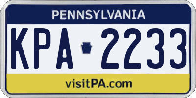 PA license plate KPA2233