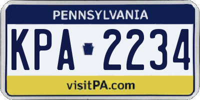 PA license plate KPA2234