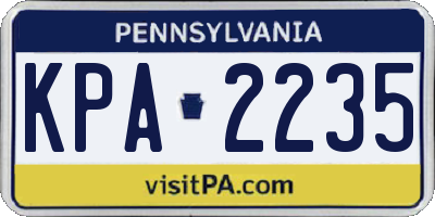 PA license plate KPA2235